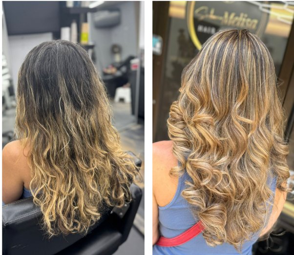 Balayage before and after — Salon Melisa Lutz FL