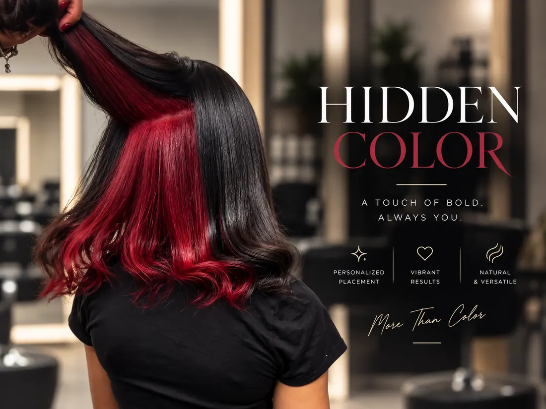 Hidden Color peekaboo hair color at Salon Melisa Hair Studio
