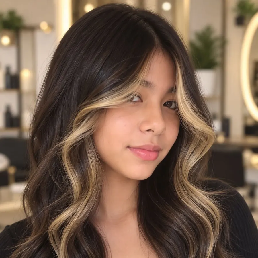 Money piece highlights at Salon Melisa Hair Studio